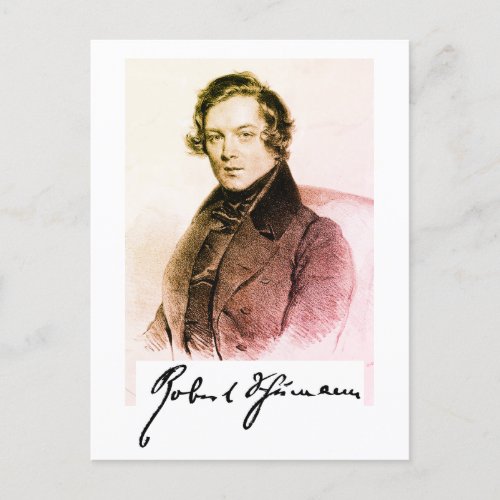 Robert Schumann signature Postcard