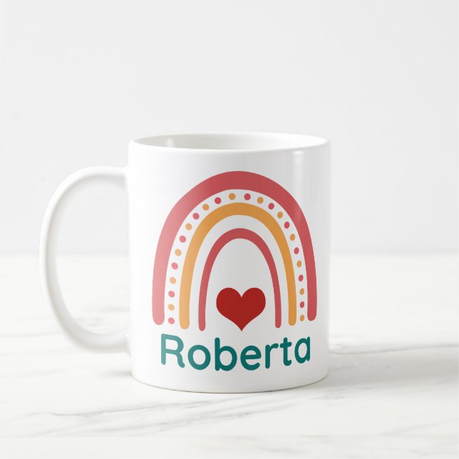 Roberta Vintage Boho Rainbow Coffee Mug (Left)