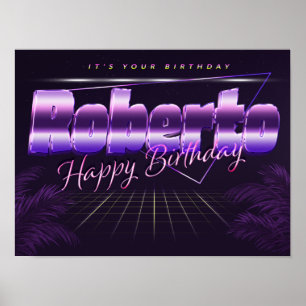 Roberto Name Vorname lila retro Poster Geburtstag