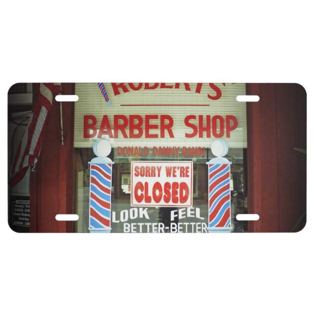 Roberts Barber Shop License Plate (Front)