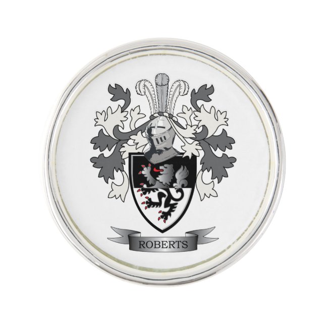 Roberts Family Crest Coat of Arms Lapel Pin (Front)