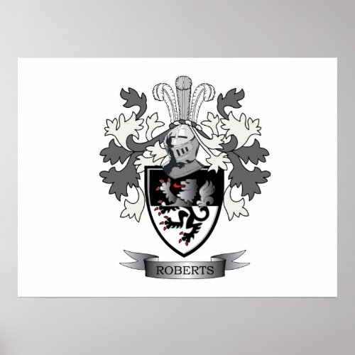 Roberts Family Crest Coat of Arms Poster