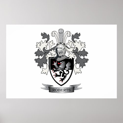 Roberts Family Crest Coat of Arms Poster