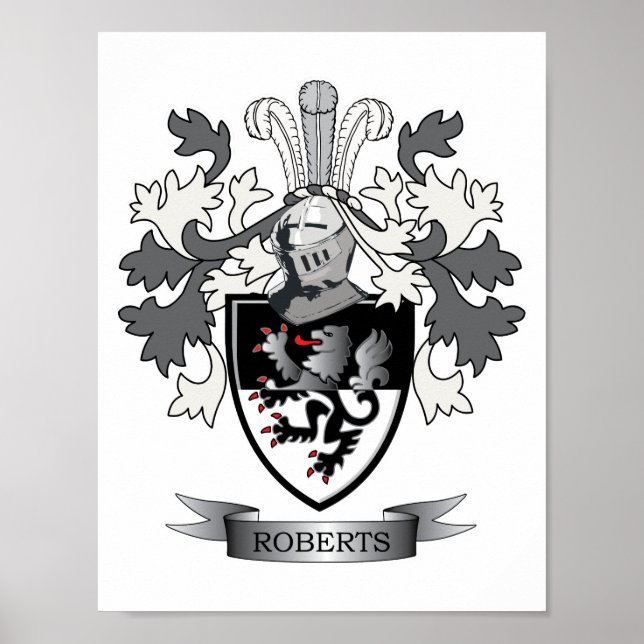 Roberts Family Crest Coat of Arms Poster (Front)