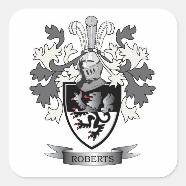 Roberts Family Crest Coat of Arms Square Sticker (Front)