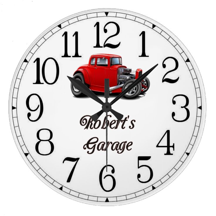 Robert's Hot Rod Garage Large Clock | Zazzle