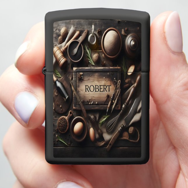 Robert's Rustic Kitchen Table Zippo Lighter (In Hand)