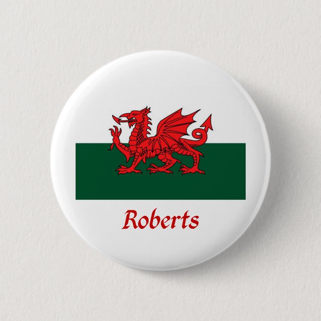 Roberts Welsh Flag Button (Front)