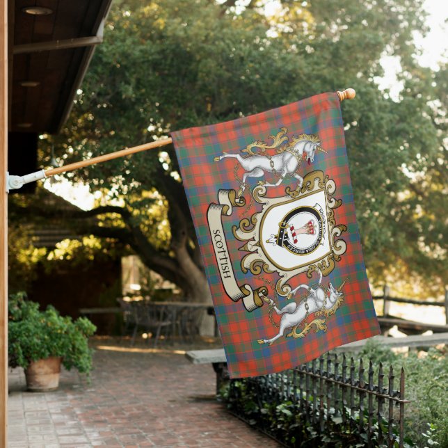 Robertson Ancient Tartan Flag Clan Badge With Lion (In SItu)
