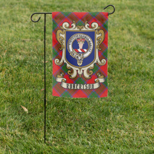 Robertson Clan Badge & Tartan Personalized Garden Flag
