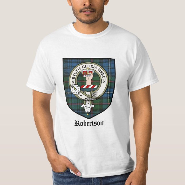 Robertson Clan Crest Badge Tartan T-Shirt (Front)