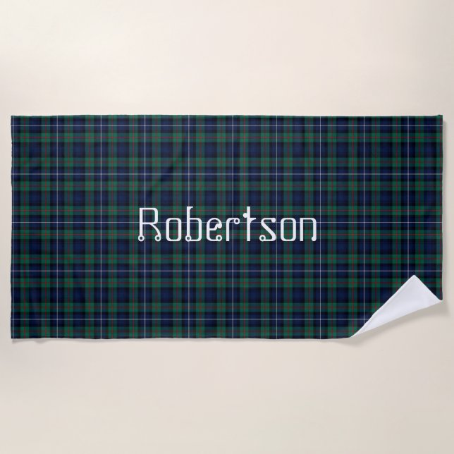 Robertson Clan Tartan Plaid Beach Towel (Front)