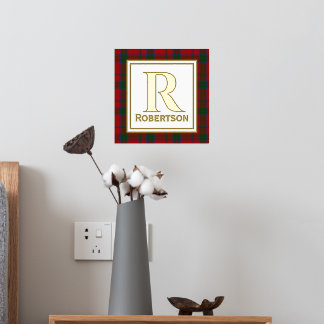 Robertson Clan Tartan Plaid Monogram Foil Prints