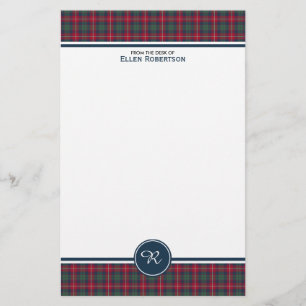 Robertson Clan Tartan Scottish Plaid Monogram Stationery