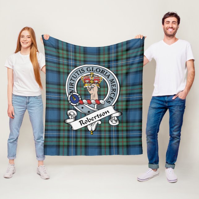 Robertson Hunting Ancient Clan Badge Tartan Plaid Fleece Blanket (In Situ)