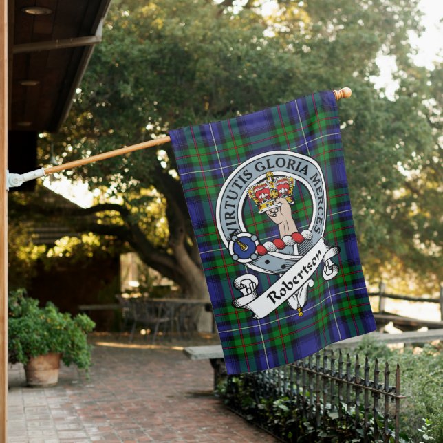 Robertson Hunting Modern Clan Badge Tartan Flag Sc (In SItu)