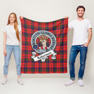 Robertson Modern Clan Badge Tartan Plaid Fleece Blanket