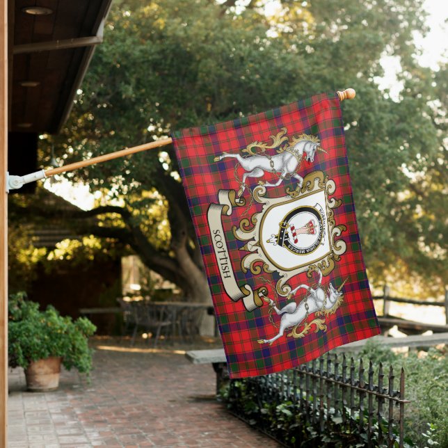 Robertson Modern Tartan Flag Clan Badge With Lion  (In SItu)
