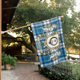Robertson Tartan Flag Clan Badge With Lion Scottis