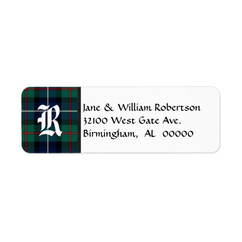 Robertson Tartan Plaid Monogram Address Labels