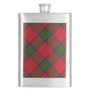 Robertson tartan red green plaid flask