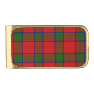 Robertson tartan red green plaid gold finish money clip