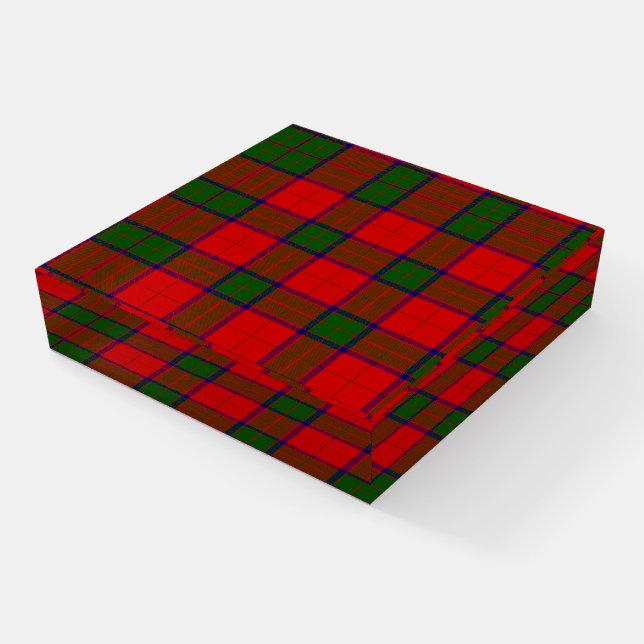Robertson tartan red green plaid paperweight (Angled)