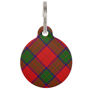 Robertson tartan red green plaid pet name tag