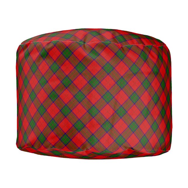 Robertson tartan red green plaid pouf (Front)
