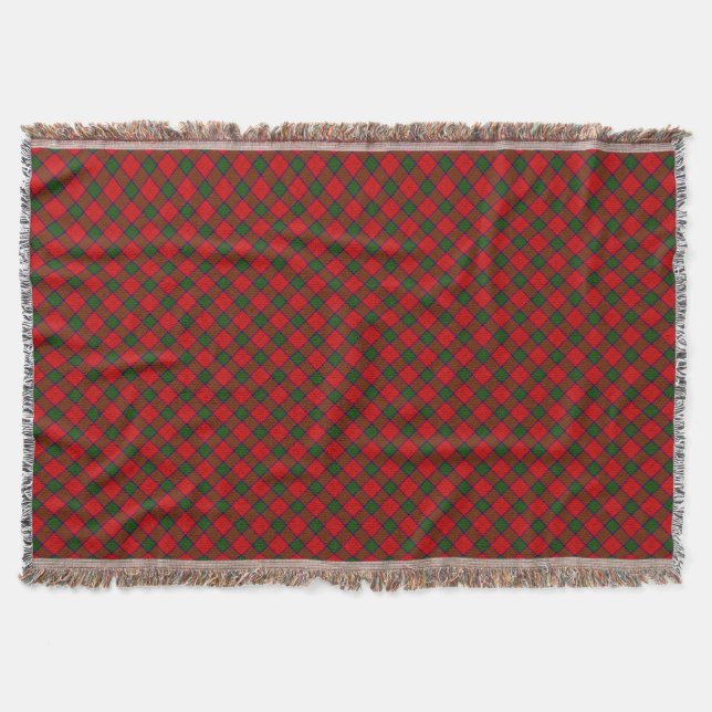 Robertson tartan red green plaid throw blanket (Front)