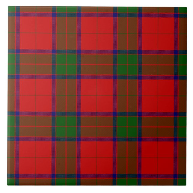 Robertson tartan red green plaid tile (Front)