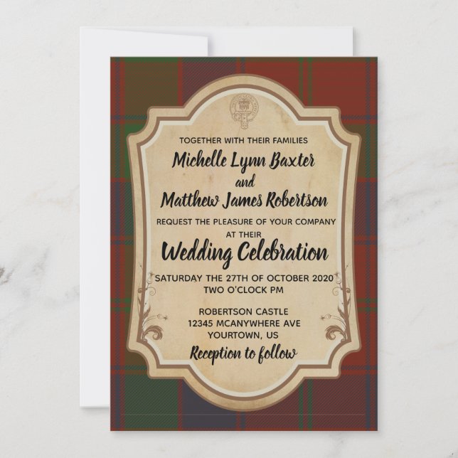 Robertson Tartan Wedding Invitation (Front)