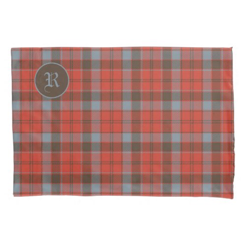Robertson Weathered Tartan Plaid With Name Initial Pillow Case