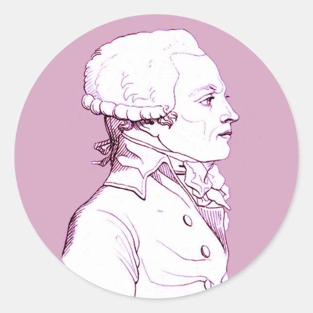 Robespierre profile in Rose,  Classic Round Sticker (Front)