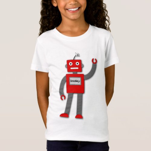 Robi the Retro Robot Girls Fitted Tee