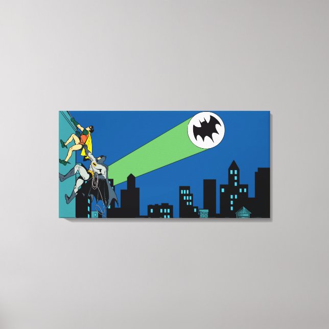 Robin And Batman Climb Canvas Print (Front)