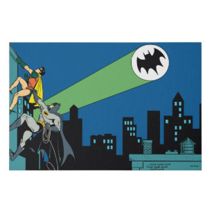 Robin And Batman Climb Faux Canvas Print
