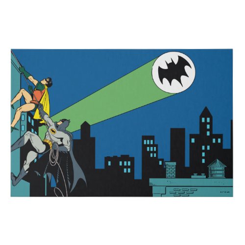 Robin And Batman Climb Faux Canvas Print