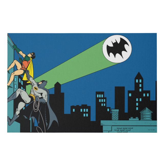 Robin And Batman Climb Faux Canvas Print (Front)