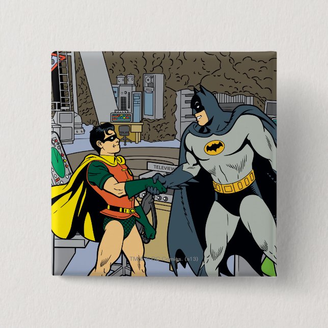 Robin And Batman Handshake Pinback Button (Front)
