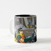 Robin And Batman Handshake Two-Tone Coffee Mug (Front Left)