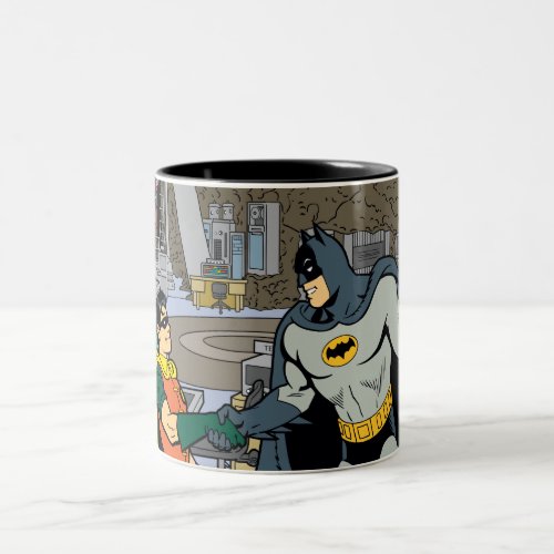 Robin And Batman Handshake Two_Tone Coffee Mug