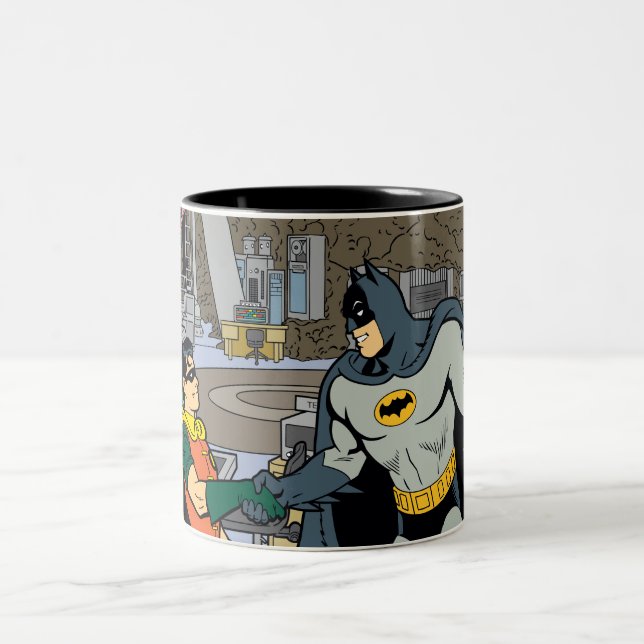 Robin And Batman Handshake Two-Tone Coffee Mug (Center)