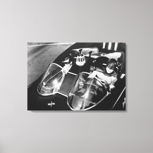 Robin and Batman in Batmobile Canvas Print