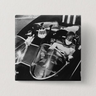 Robin and Batman in Batmobile Pinback Button