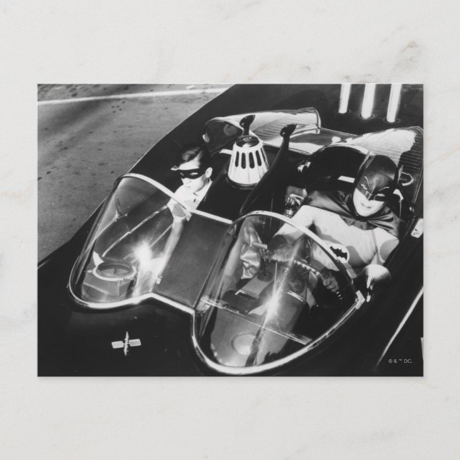 Robin and Batman in Batmobile Postcard (Front)