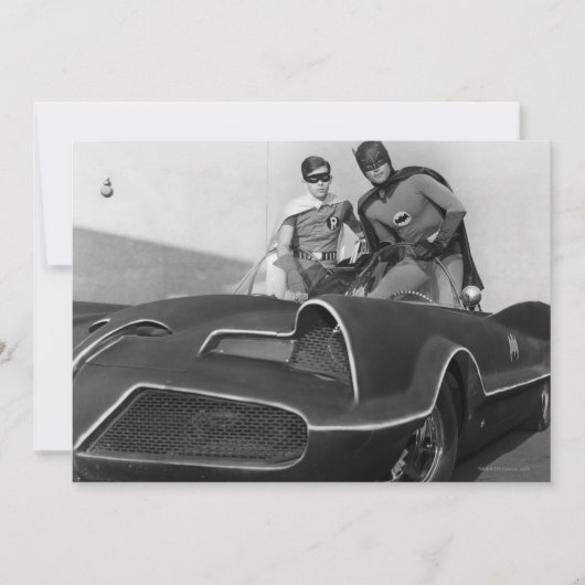 Robin and Batman Standing in Batmobile (Front)