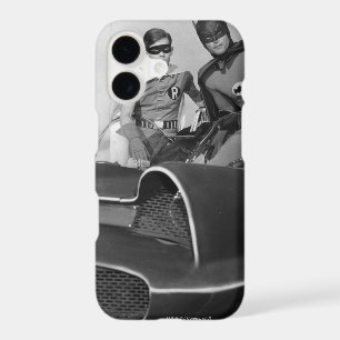 Robin and Batman Standing in Batmobile iPhone 17 Case