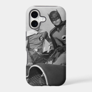 Robin and Batman Standing in Batmobile iPhone 17 Case