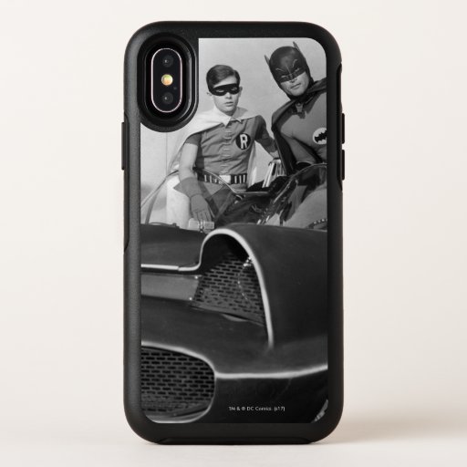 Robin and Batman Standing in Batmobile OtterBox Symmetry iPhone X Case